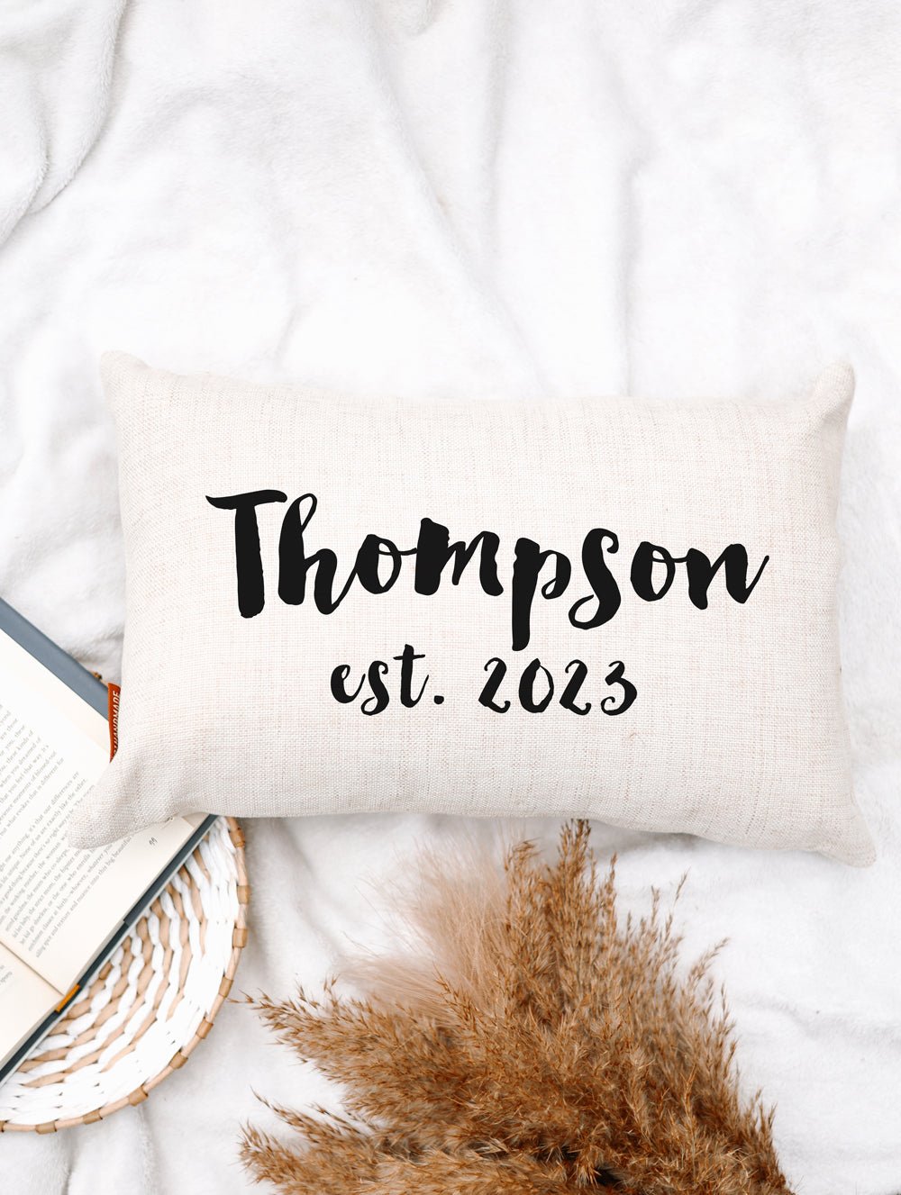 Last Name Lumbar Pillow, Cursive Last Name Pillow, Personalized Pillow –  521handmade