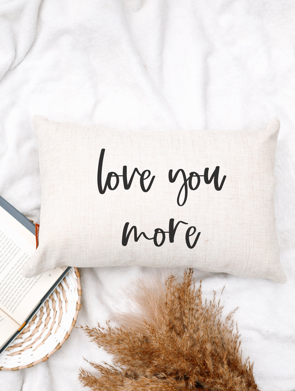 Love You More Cursive Pillow