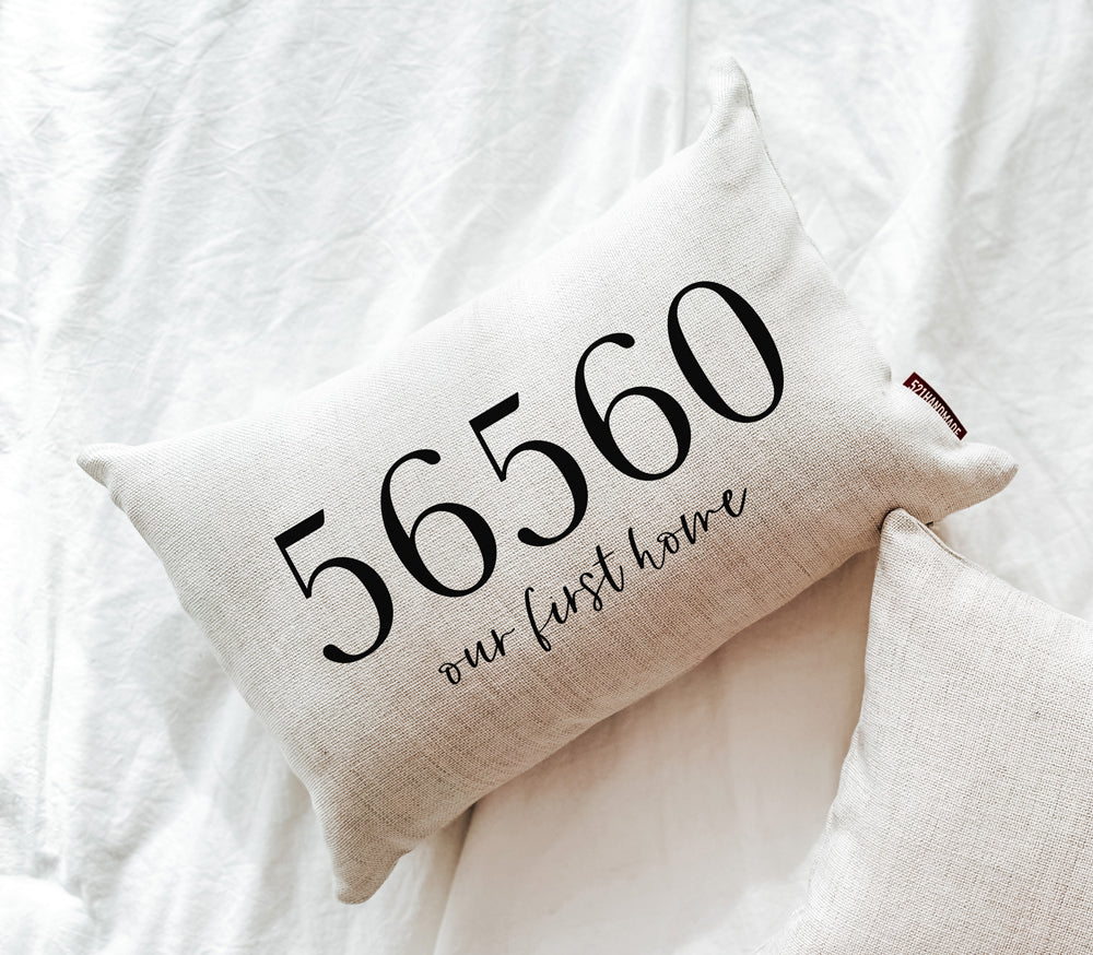 Our First Home Zip Code Pillow