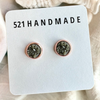 8mm Olive Green Druzy Earring