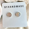 8mm Sparkle Pink Druzy Stud