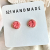 8mm Coral Druzy Stud