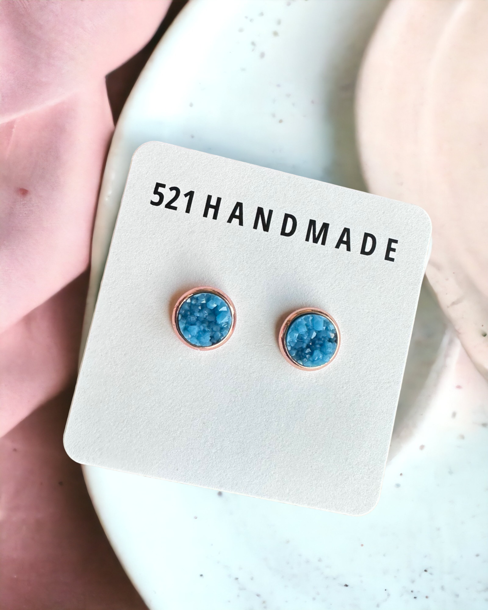 8mm Cottonwood Blue Druzy Stud