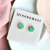 8mm Bright Green Druzy Stud