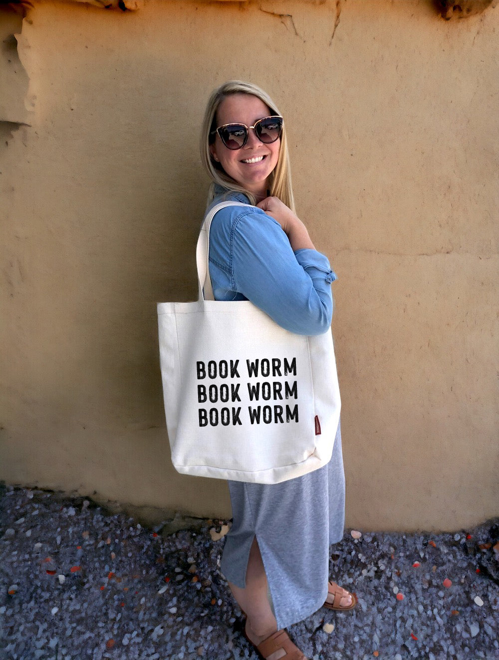 Book Worm on Repeat Tote Bag