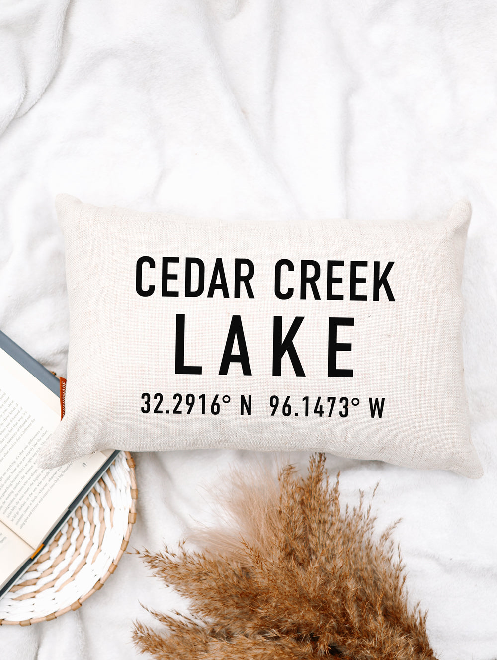 Custom Lake Name Pillow & Coordinates