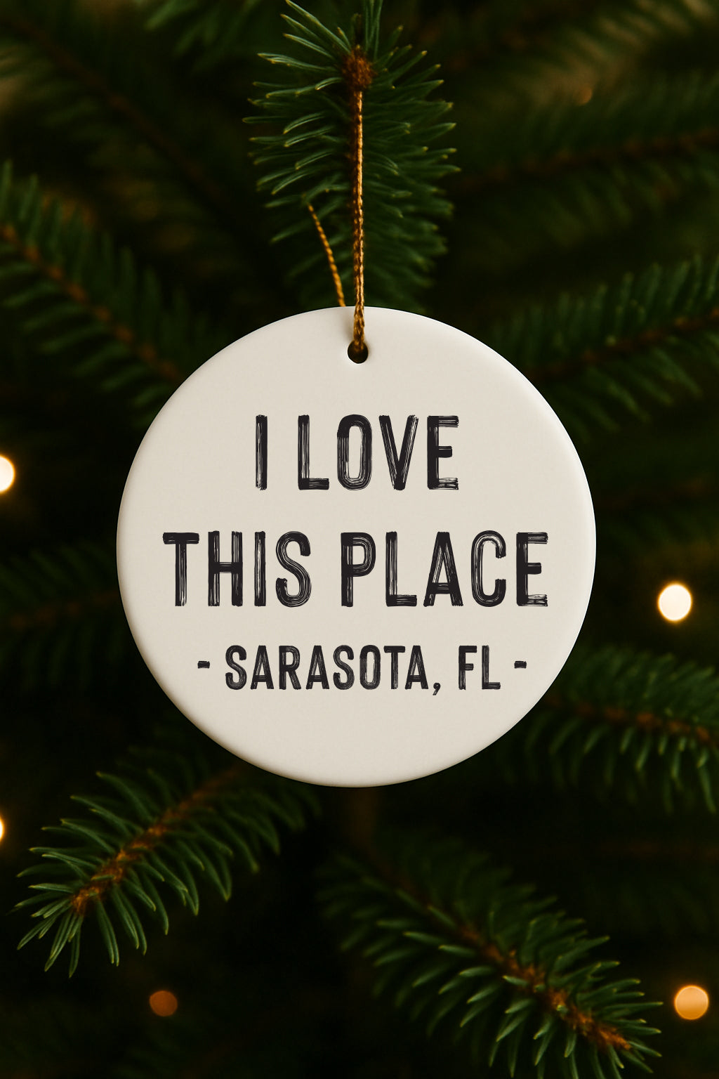 I Love This Place Custom City Christmas Ornament