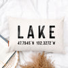 Custom Lake Pillow with Coordinates