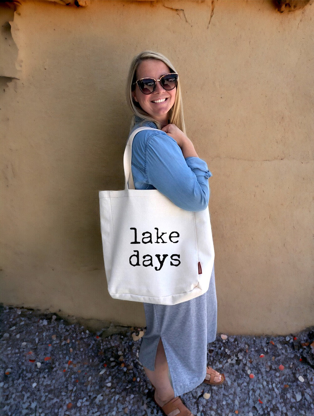 Lake Days Type Tote Bag