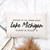 Our Happy Place Lake Coordinates Pillow