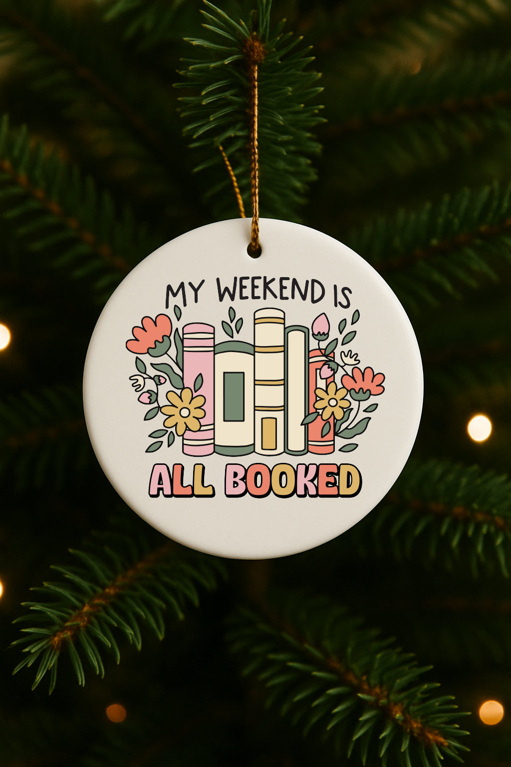 All Booked Bookish Christmas Ornament