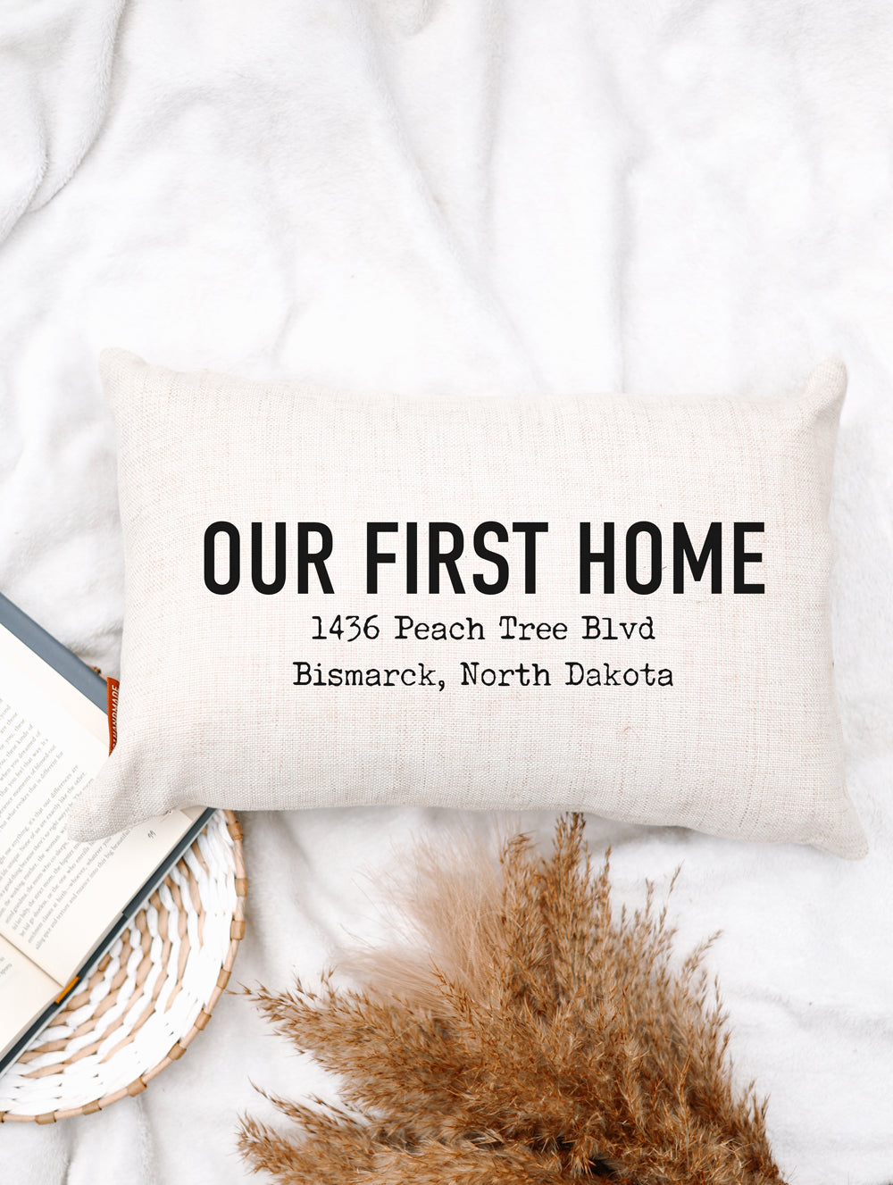 Our First Home Address Pillow