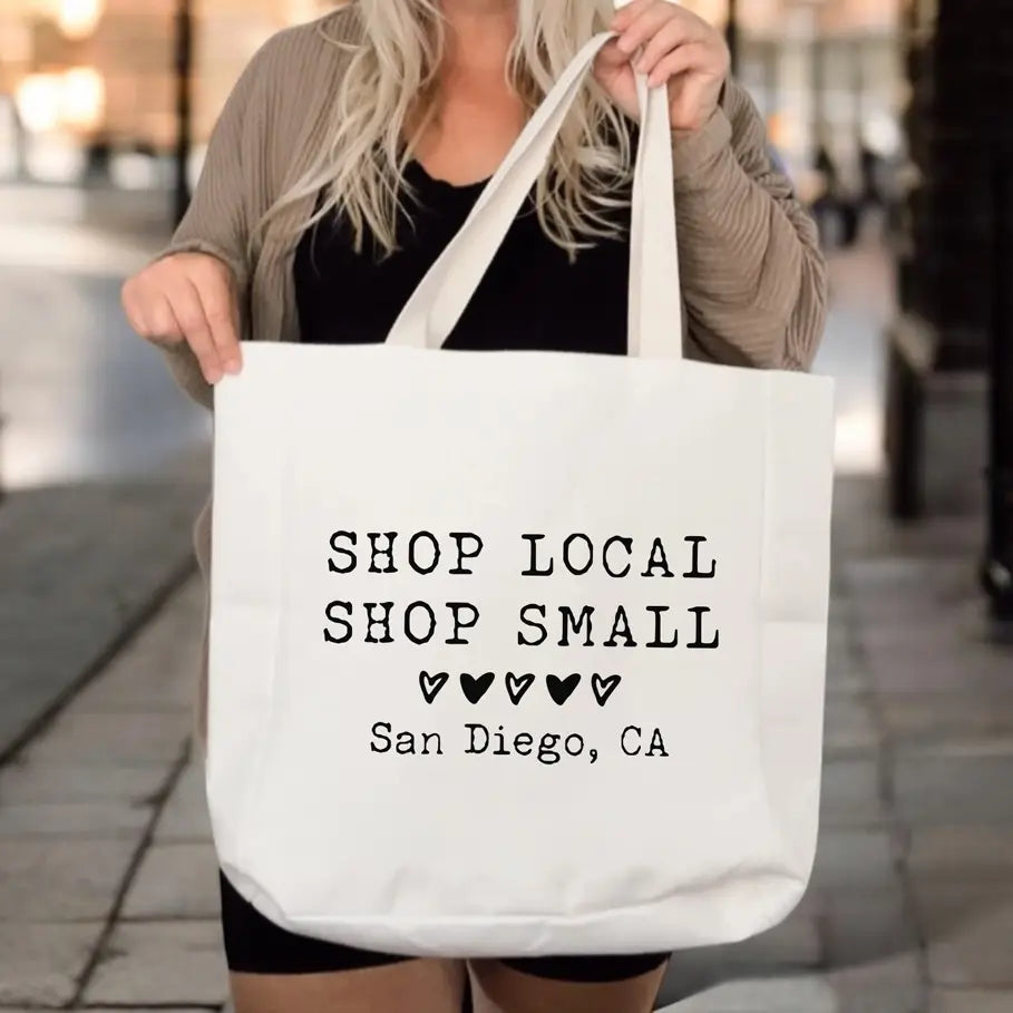 Modern Shop Local Tote Bag Support Small Business Canvas Tote