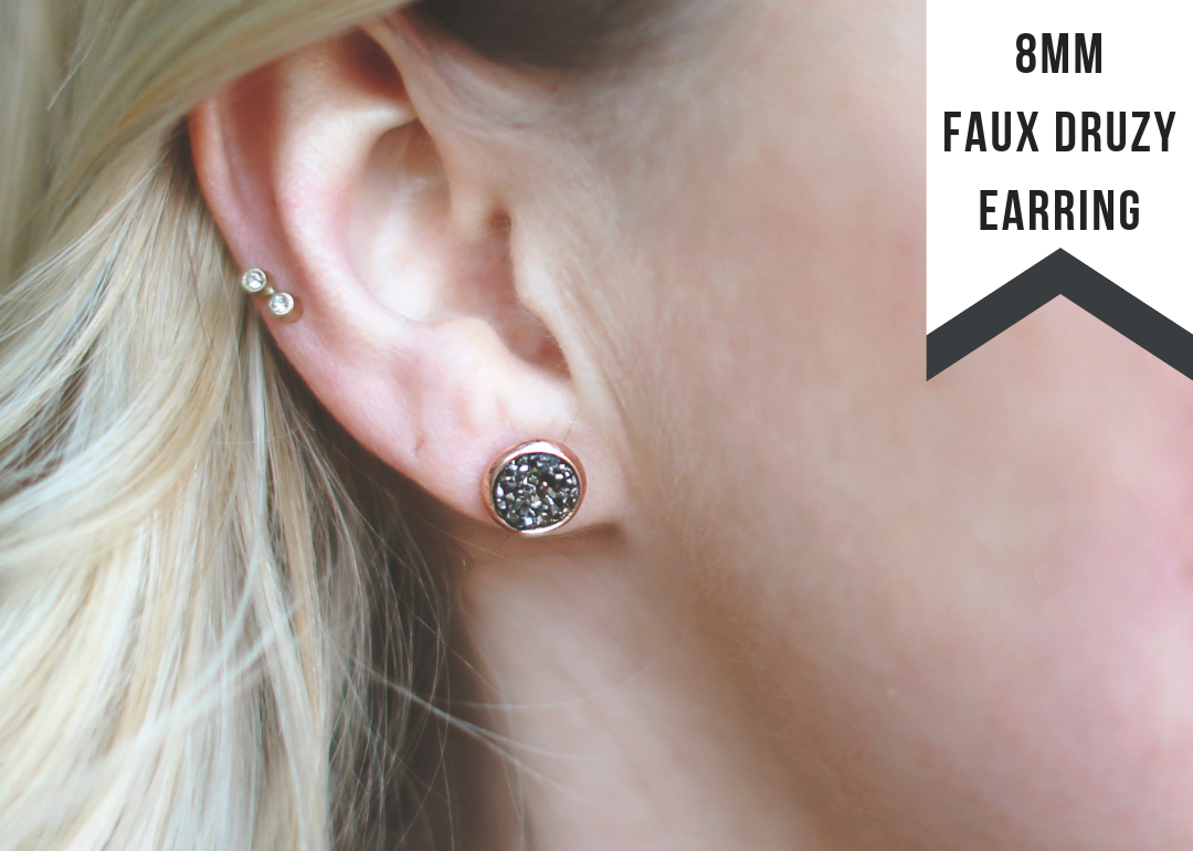 Navy druzy earrings deals