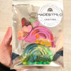 Two Rainbow Crayons + 4 Hearts