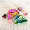 Two Rainbow Crayons + 4 Hearts